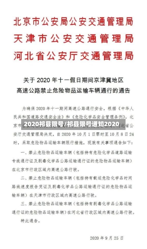 2020祁县限号/祁县限号通知2020