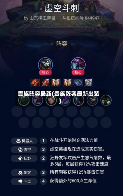 贵族阵容最新(贵族阵容最新出装)
