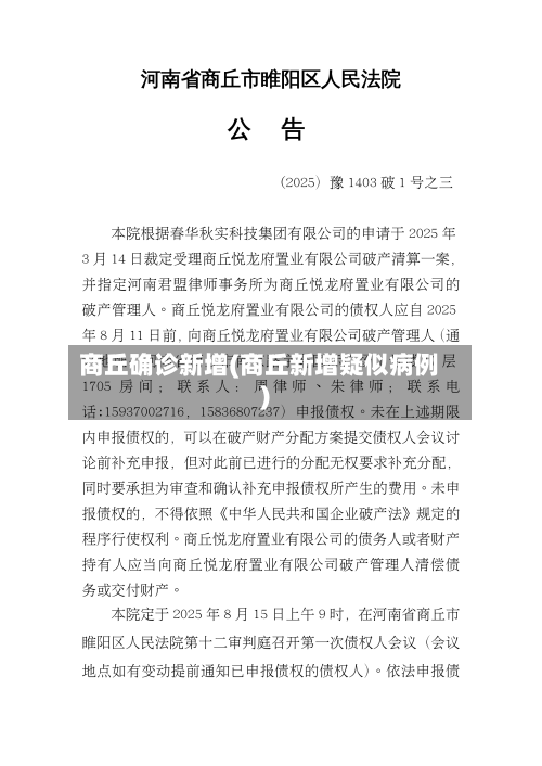 商丘确诊新增(商丘新增疑似病例)