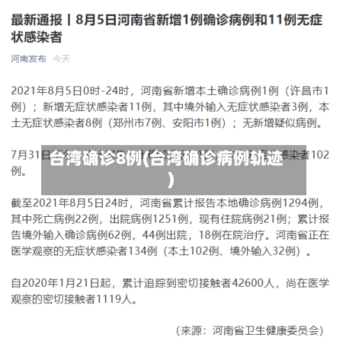 台湾确诊8例(台湾确诊病例轨迹)