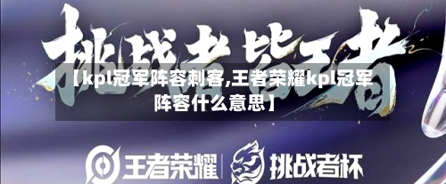 【kpl冠军阵容刺客,王者荣耀kpl冠军阵容什么意思】