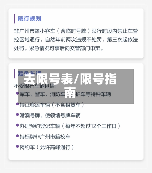 去限号表/限号指南