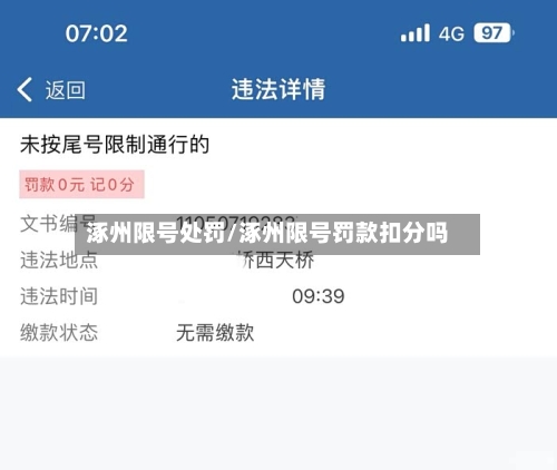涿州限号处罚/涿州限号罚款扣分吗