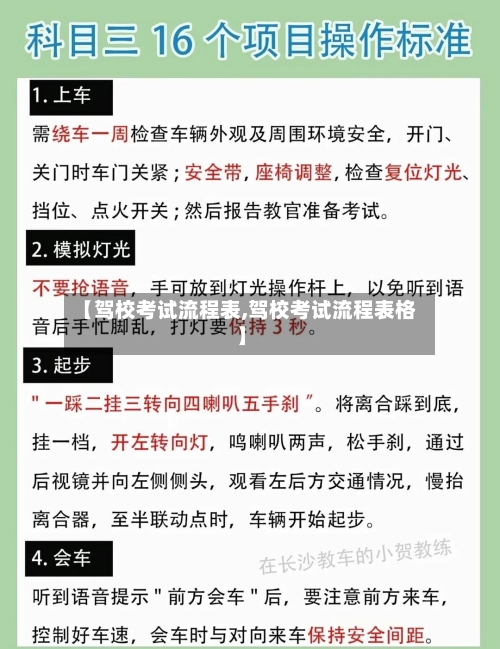 【驾校考试流程表,驾校考试流程表格】