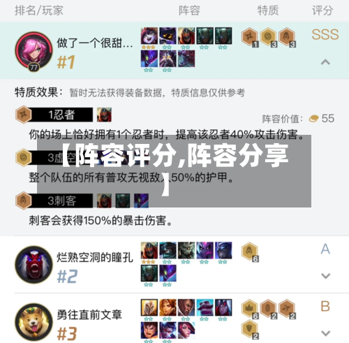 【阵容评分,阵容分享】