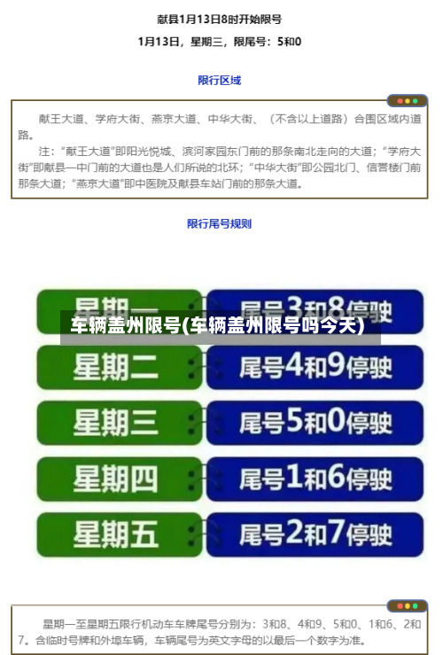 车辆盖州限号(车辆盖州限号吗今天)