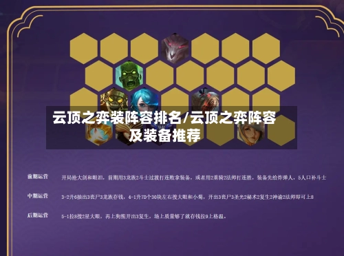 云顶之弈装阵容排名/云顶之弈阵容及装备推荐-第3张图片