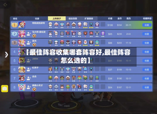 【最佳阵容收集哪套阵容好,最佳阵容怎么选的】-第3张图片