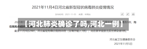 【河北肺炎确诊了吗,河北一例】-第3张图片
