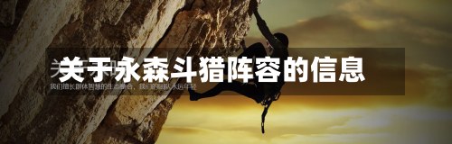 关于永森斗猎阵容的信息-第2张图片