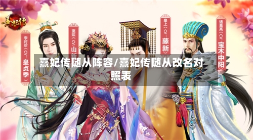 熹妃传随从阵容/熹妃传随从改名对照表